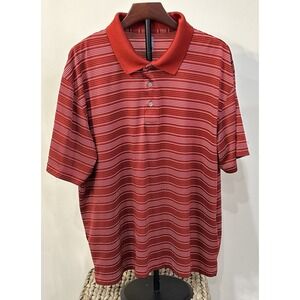 PGA TOUR Men's Polo Shirt Golf Red Striped Short Sleeve XX-Large Stretch Slits